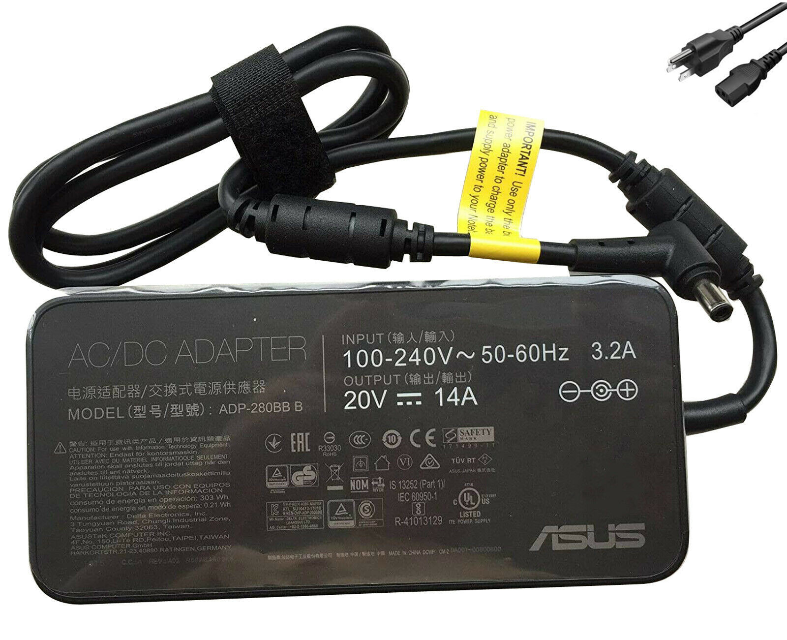 280W Asus ROG Flow X13 GV301QH-K6488T Charger AC Power Adapter