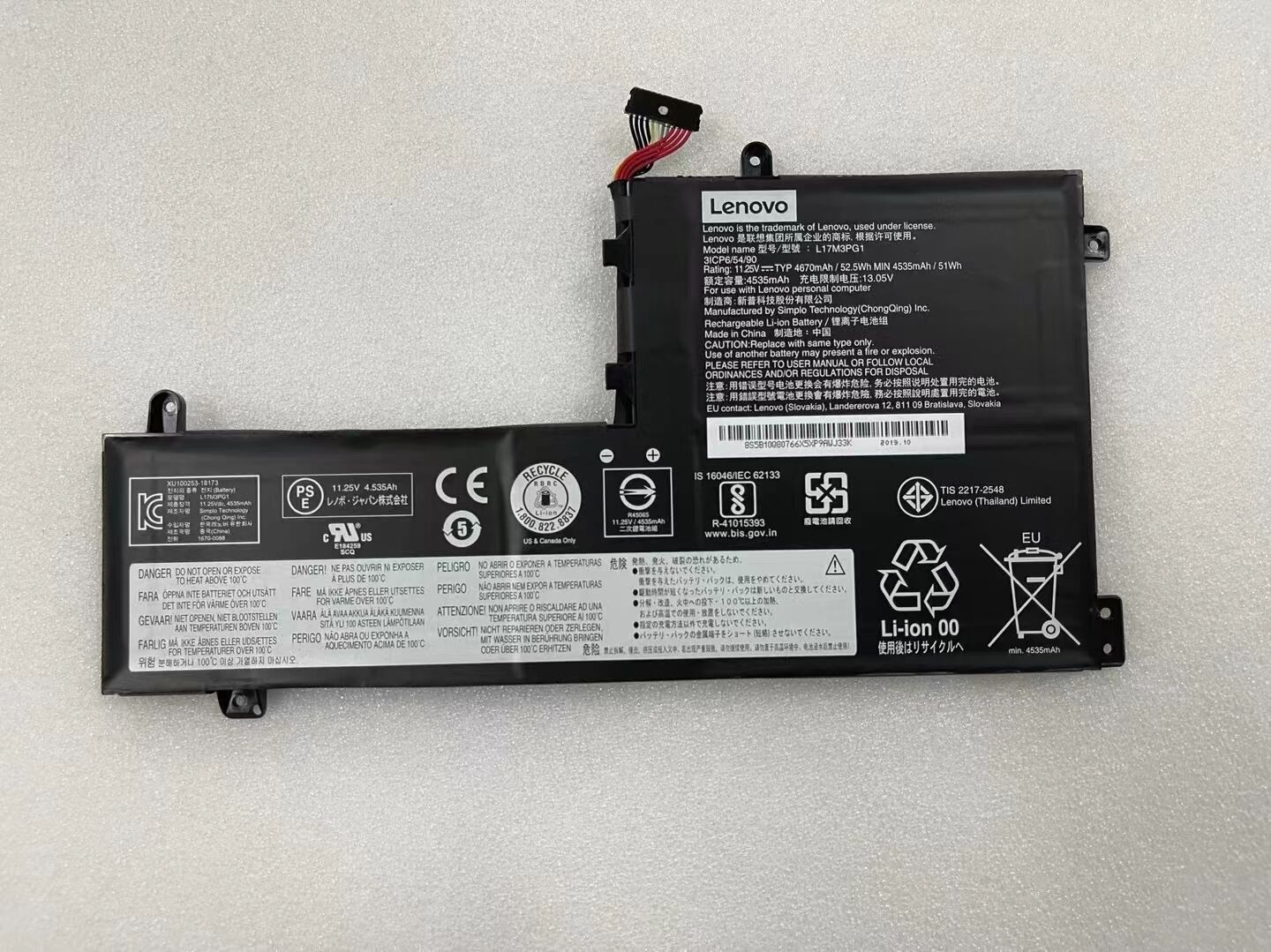 52.5Wh Lenovo Legion Y7000 2019 PG0-81T0000RRM Battery
